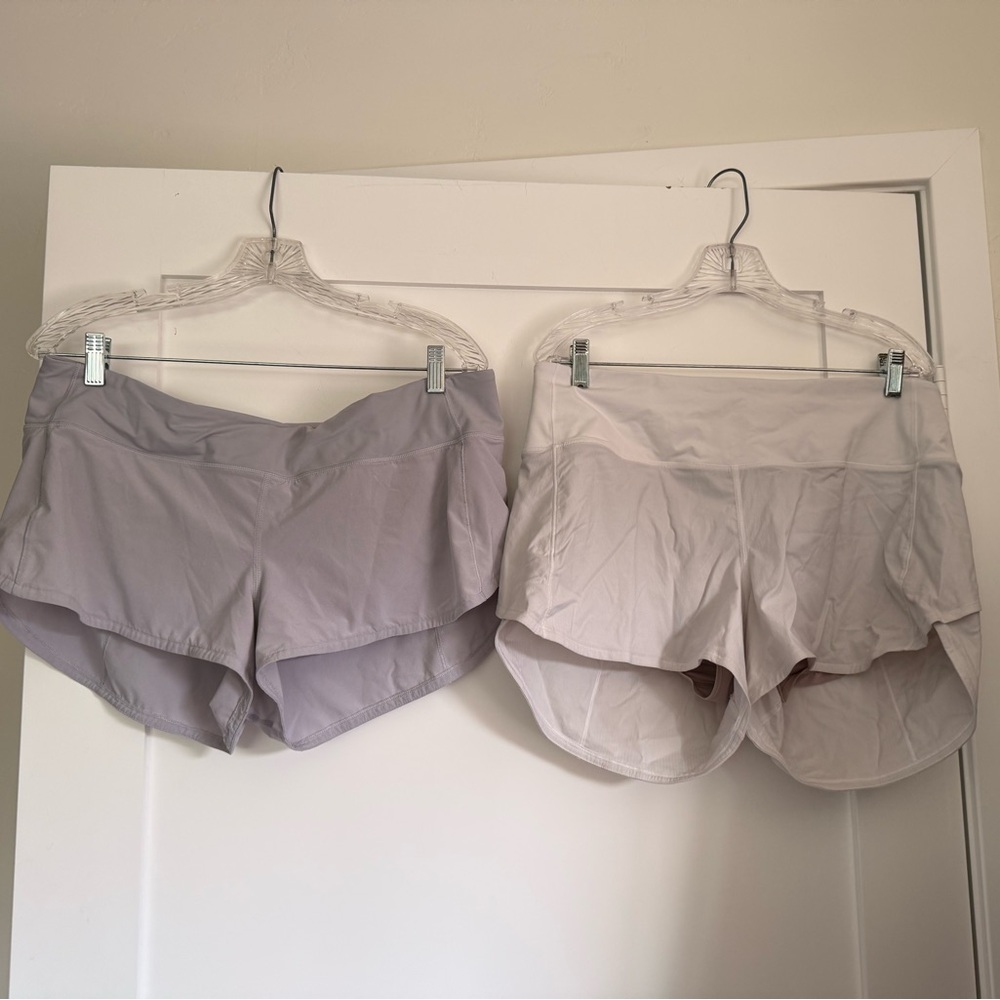 Lululemon Light Lavender and white Athletic Shorts Duo